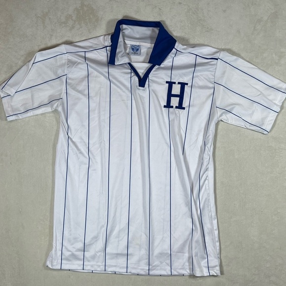 Honduras International Team Soccer Futbol Large White and Blue Striped Jersey - Picture 1 of 8
